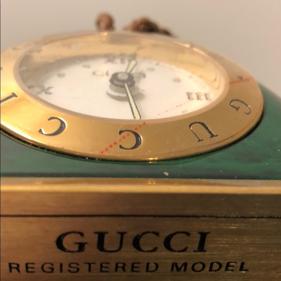 New Vintage Gucci Green Malachite Clock